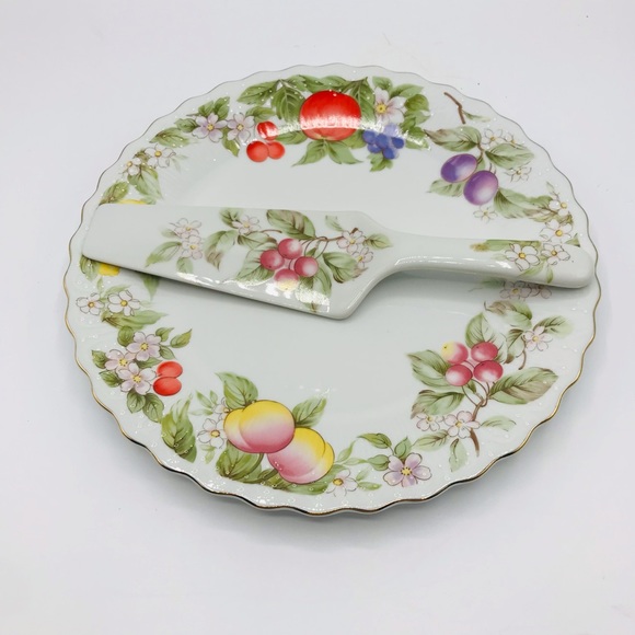 Vintage 1970’s 2 pc. Set Andrea by Sadek porcelain cake/dessert plate and server - Picture 1 of 5